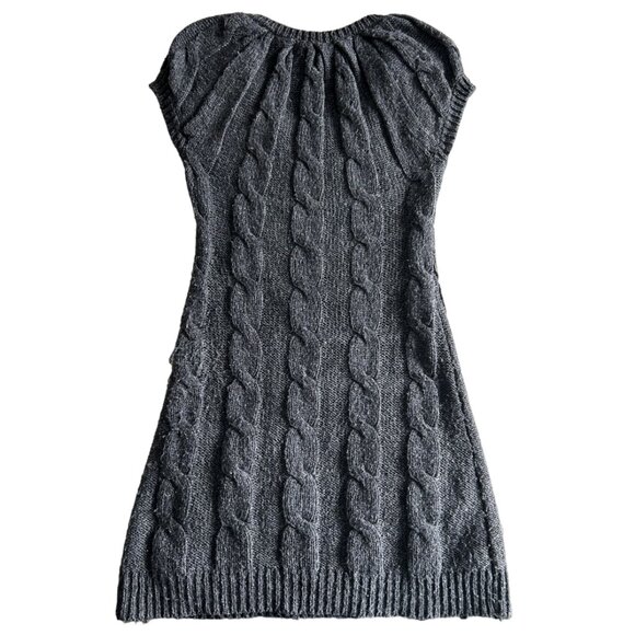 Gray Cable Knit Wool Blend Sweater Dress ASO Elena Gilbert - Picture 3 of 4